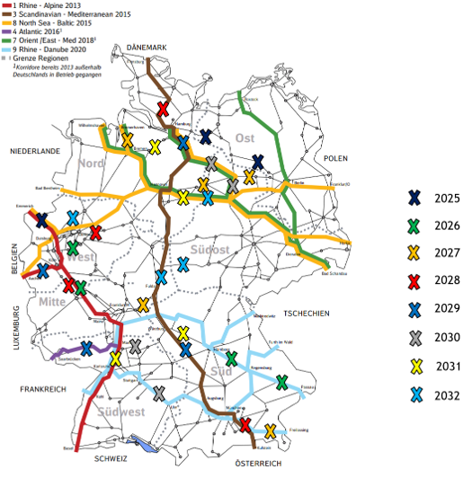 Geplante Korridorsanierungen 2026–2032 Geplante Korridorsanierungen 2026–2032